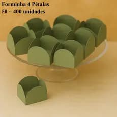 KIT Forminha Verde Pistache 4 Pétalas - Nº 6 (3 x 3cm) - 50 ~ 500 Unidades - Plac
