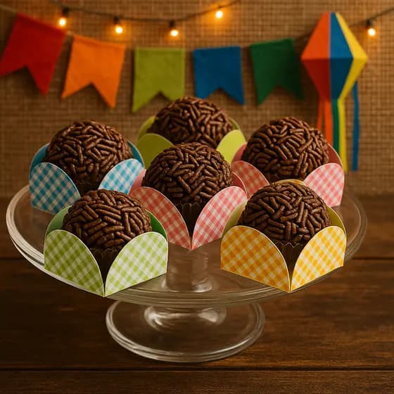 Forminha Doces Docinhos 4 Pétalas Nº 7 | Xadrez Festa Junina 50 ~ 200 Un | Plac Festas