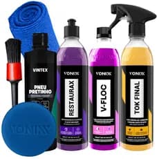 Kit Shampoo V-Floc Cera Tok Final Pneu Pretinho Restaurax Vonixx Líder