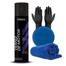 Kit Verniz De Motor Aerosol Vonixx 400ml + Toalha de Microfibra + Aplicador + Luva Nitrilica Líder