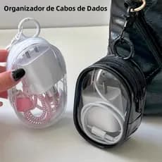 Organizador Transparente para Cabo de Dados e Carregador, Bolsa Portátil com Chaveiro
