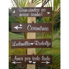 Kit Com 4 Placas Decorativas 40x10 MDF Casamento Bem Vindo Ao Nosso Sonho Personalizado