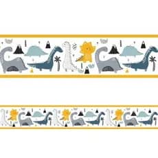 Kit 4 Faixas Decorativas Adesivas Infantil Menino Dinossauros Quarto