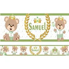 Kit 4 Faixas Decorativas Adesivas Infantil Menino Ursinhos Nome Personalizado Quarto