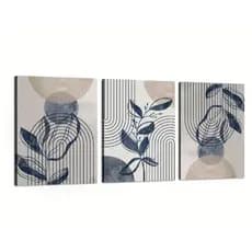KIT 3 QUADRO DECORATIVOS BOHO CLASSICAS AZUL PARA ESCRITORIO SALA