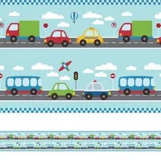 Kit 4 Faixas Decorativas Adesivas Infantil Menino Avião Carros Caminhão Quarto