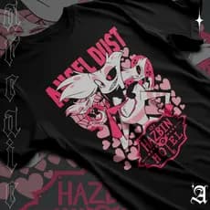 Camiseta Basica Angel Dust Anthony Hazbin Hotel A Famosa Estrela De Filmes Adultos Cartoon Unissex