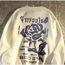 Moletom Flanelado Peluciado Casual Gola Redonda Algodão Peluciado Unissex Rosa Blue Rose Aesthetic