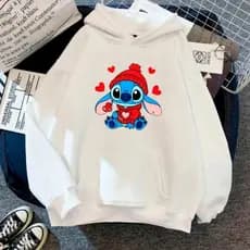 Moletom Canguru Unissex Lilo Stitch Ohana Corações Agasalho Casaco Blusa De Frio Blusão Capote Flanelado