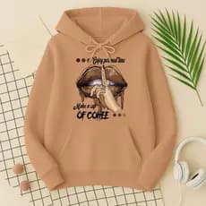Blusa de Moletom Blusa de Frio Feminina Estampada Boca Off Coffee Boca Silencio Blusão singulari