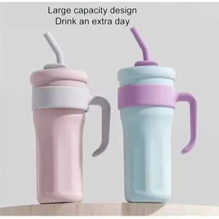 Copo térmico com Canudo de Inox 1200ml Com Alça Isolamento Térmico Academia com tampa 2 funções