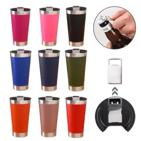 KIT 10/20/30 pecas Copo Térmico de Cerveja OFERTA com Tampa Abridor 473ml