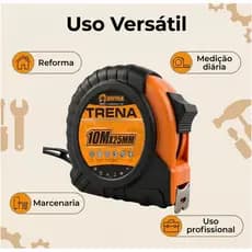 Trena 5/7/10 Metros Profissional Emborrachada com Trava Fita Aço Carbono Alta Precisão Resistente a