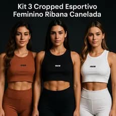 Kit 3 Regata Cropped Esportiva Feminina RUN Training Canelada Romantic Fitness Moda Casual