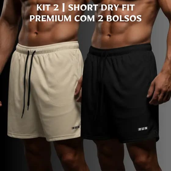 Kit 2 Bermudas Básica Dry Com Bolsos Masculina P ao G3 Plus Size RUN Esportiva Academia Cross Treino