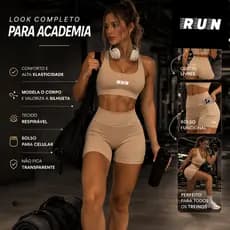 Conjunto Fitness Feminino Premium Cintura Alta Academia Treino Não Transparente Bolso Para Celular