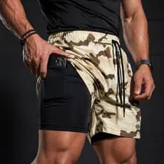 Short Dry Masculino 2 em 1 Altrix Oficial Duplo Camuflado Plus Size P ao G3 Fitness Bolso Interno
