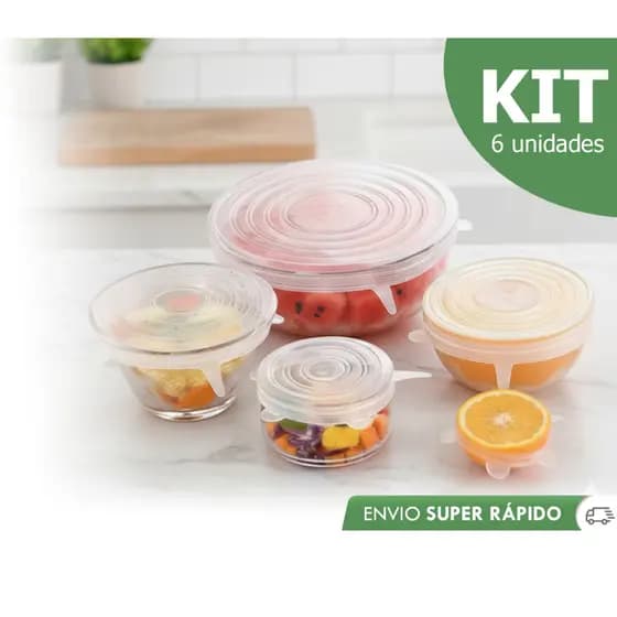 Kit 6 Tampas Silicone Panela Pote Universal Flexível Lavável