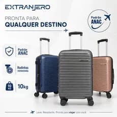 Mala de Viagem Rígida Bordo 10kg Rodas 360° Removíveis ANAC | Cadeado