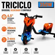 Triciclo Drift Elétrico 6,5 Polegadas 3 Velocidades Infantil