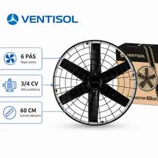 Ventilador Axial Exaustor 60cm Industrial 3/4CV Alta Vazão 10000m³/h 220V Profissional