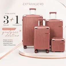 Conjunto 3  Malas P M G + Frasqueira Abs Rígida Viagem Rodas 360 Graus Top