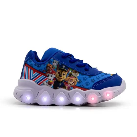 Tênis Led Personagem Patrulha Luz Led Colorido Infantil Masculino Confortável Leve Macio Para Meninos