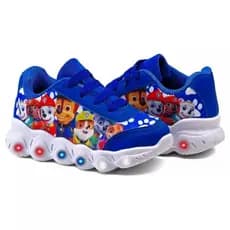 Tenis Led Infantil Led Patrulha Azul com Led Colorido Pisou Piscou Lançamento Masculino Macio e Confortavel