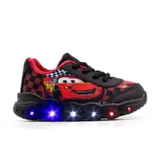 Tênis Led Menino Carros Personagem Infantil Masculino Led Luz Colorido Pisou Piscou Confortável Leve Macio