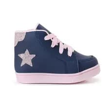 Tenis Botinha Infantil Bota Menina Rosa Gliter Estrela Lançamento