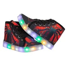 Bota Led Infantil Botinha Aranha Masculino Estilo Confortável Leve Macio Meninos Led Colorido Pisou Piscou