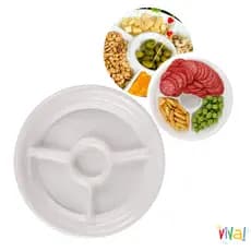 Kit 50, 30, 20 Petisqueiras Prato com Divisória Para Servir Lanches Acompanhamentos Festas e Eventos