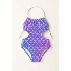 Maiô Infantil Frente Única Menina Feminino Moda Praia Natação Banho Estampas Escamas De Sereia