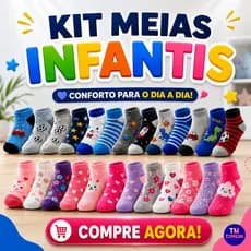Kit Meia Infantil Até 12 pares masculino ou feminino confortáveis menor preço 2 a 10 anos