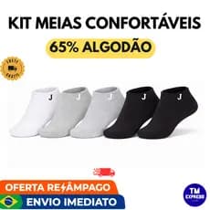 Kit 3 a 12 Pares de Meias Soquete 65% Algodão Unissex Menor Preço