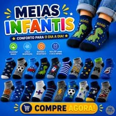 Kit Meia Infantil até 19 pares de Meias Infantil Masculina Coloridas Estampadas Com Algodão Macio e Confortável
