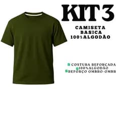 Kit 3 Camisetas Básicas Streetwear Masculina Slim Promoção 100%Algodão em Varias Cores