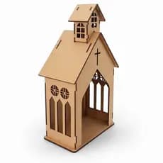 Oratório Capela Pequena MDF Cru Decoração Religiosa Provençal Cortado a Laser para Imagem de Fé