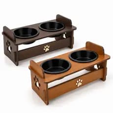 Comedouro Para Gato Elevado MDF 1 ou 2 Potes Ração Água Pet