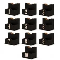 Kit com 10 Porta-Guardanapos e Sachês MDF Preto Pintado com Divisórias para Restaurante