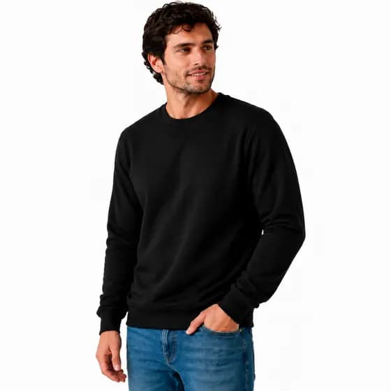 Moletom Masculino Inverno Manga Longa Gola Redonda Quentinha Confortável Caimento Casual Básica P, M, G, GG