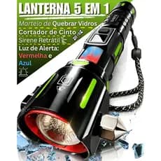 Lanterna Tática 5 Em 1 Com Sirene Martelo E Cortador