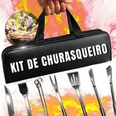 Kit Churrasco Inox 10 Peças Maleta Com Alça Portátil Gourmet