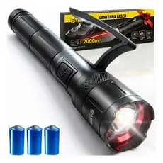 Lanterna Laser Tática Recarregável 4 Cores Zoom E Power Bank