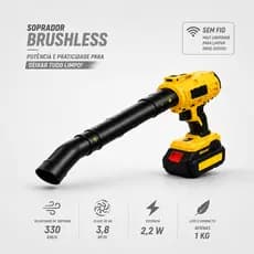 Soprador De Folhas Brushless Bivolt Sem Fio 21V Super Potente Com 2 Baterias