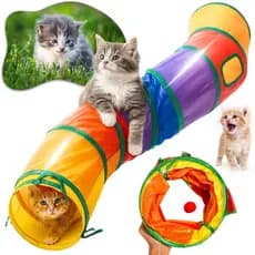 Túnel Toca Labirinto Sanfonado Gatos Cães Filhotes Brinquedo Interativo Resistente Colorido