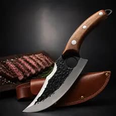 Faca Ember Cut Full Tang Forjada Aço Inox  para Churrasco Cozinha com Coldre