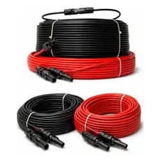 Cabo Solar 4mm 20m Vermelho + 20m Preto Com 2 Pares Mc4 Painel