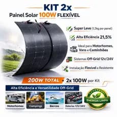 Kit 2 x Painel Solar Flexível 200W Sistema 12v 24v Motorhome