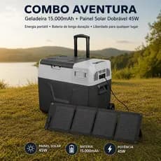 Geladeira Portátil Com Bateria Rodas + Painel Solar Dobrável 45w Portátil